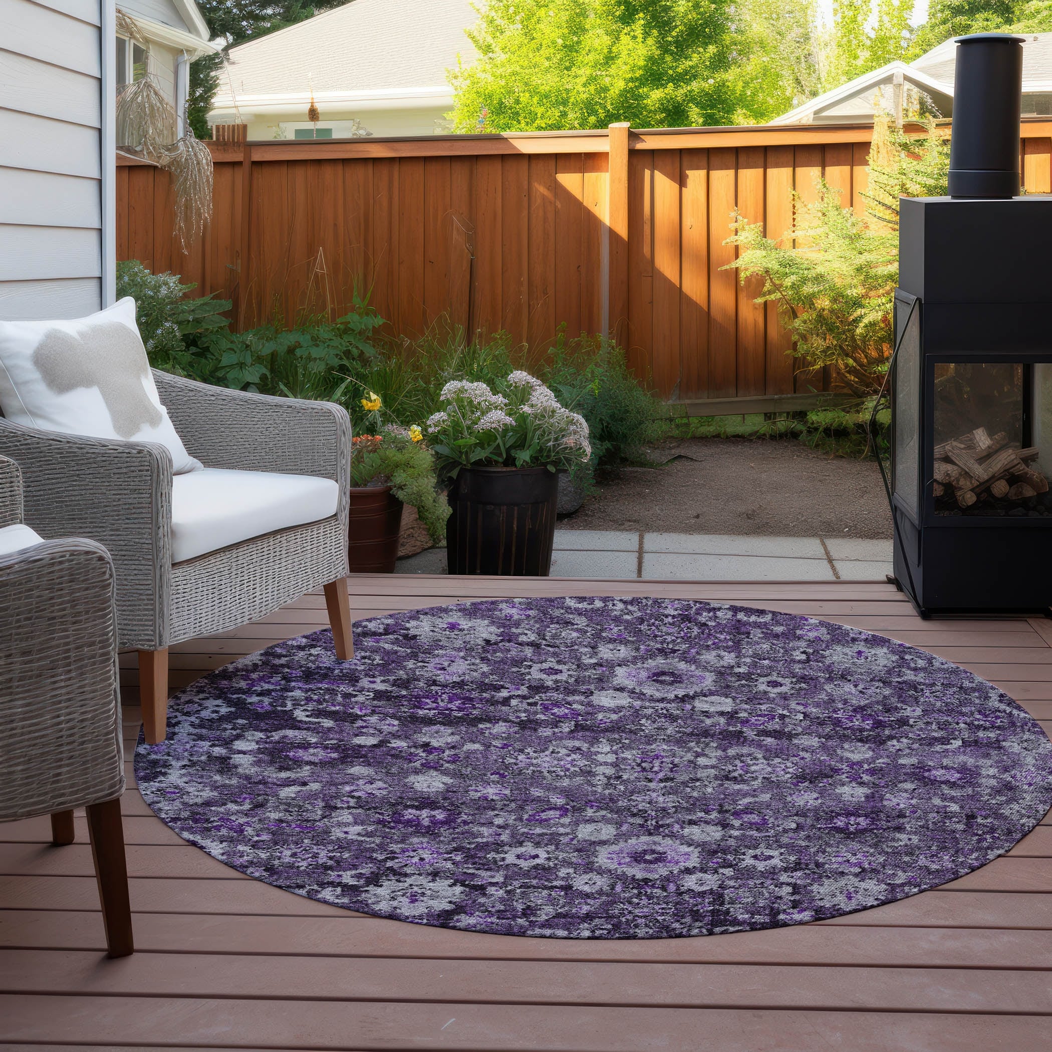 Machine Washable Indoor/ Outdoor Chantille Traditional Vintage Floral Rug