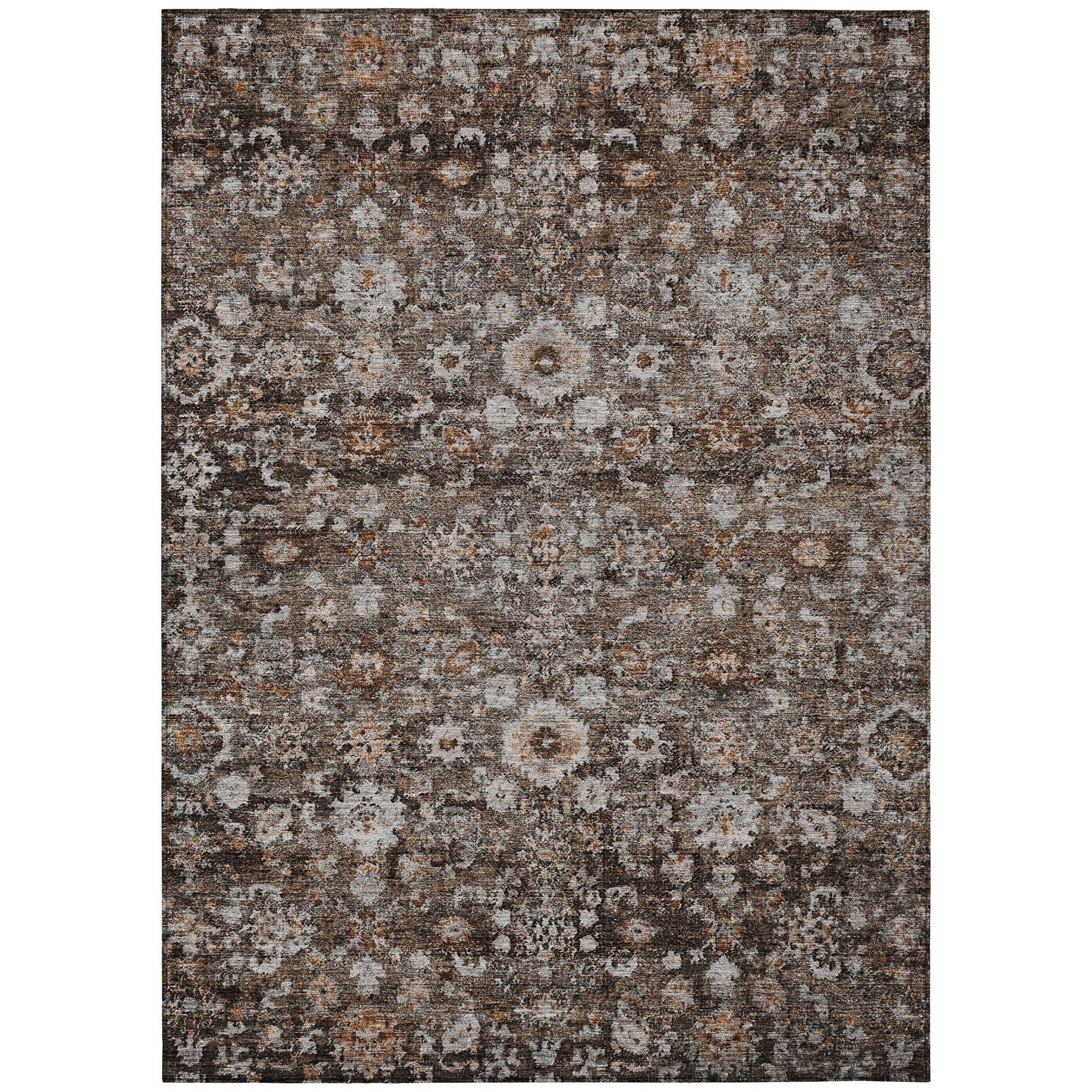 Machine Washable Indoor/ Outdoor Chantille Traditional Vintage Floral Rug