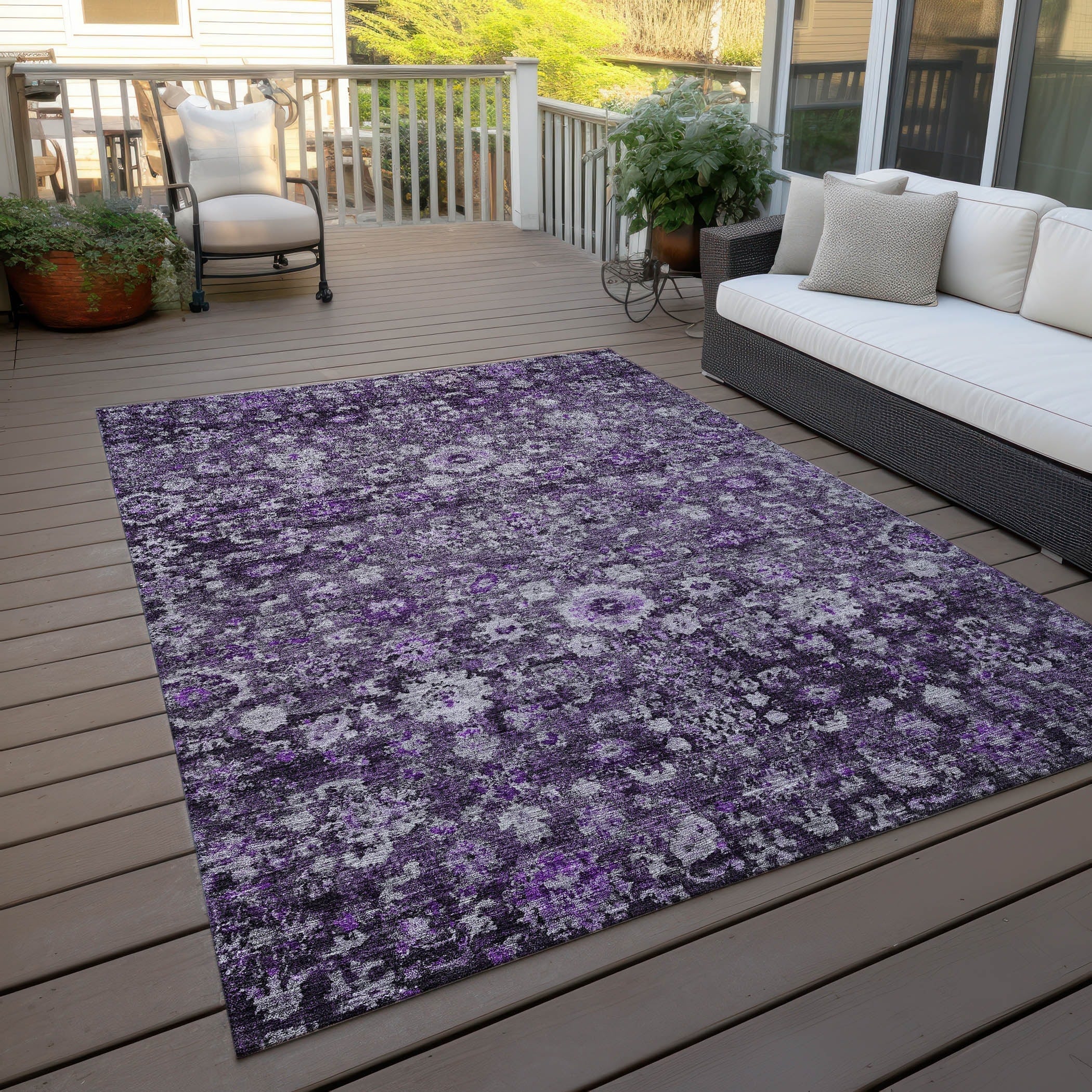 Machine Washable Indoor/ Outdoor Chantille Traditional Vintage Floral Rug