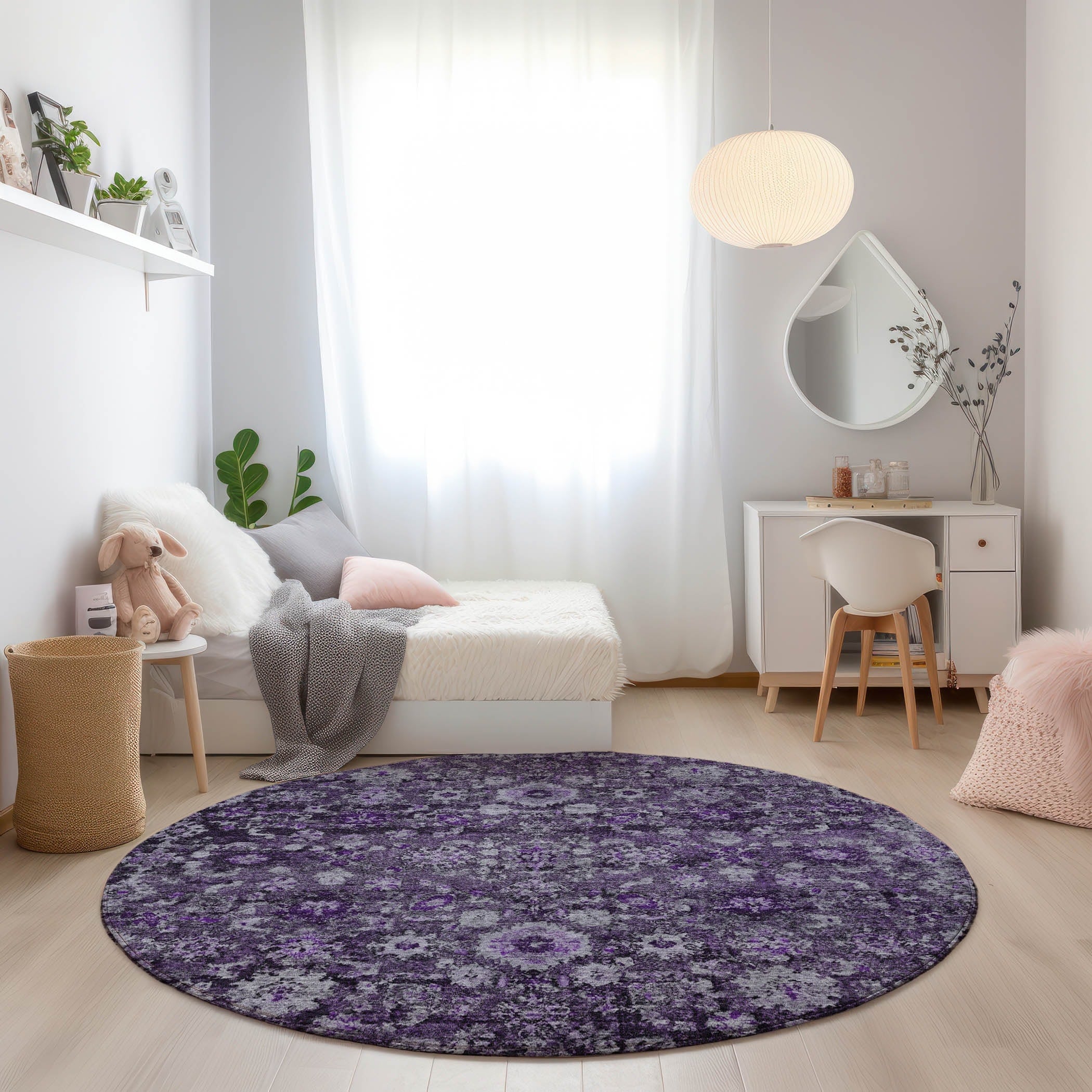Machine Washable Indoor/ Outdoor Chantille Traditional Vintage Floral Rug