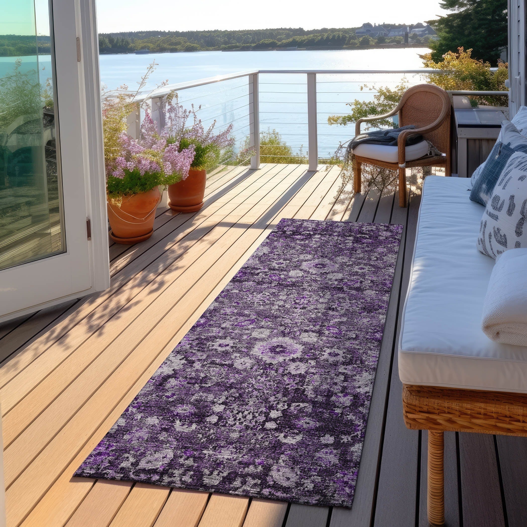 Machine Washable Indoor/ Outdoor Chantille Traditional Vintage Floral Rug