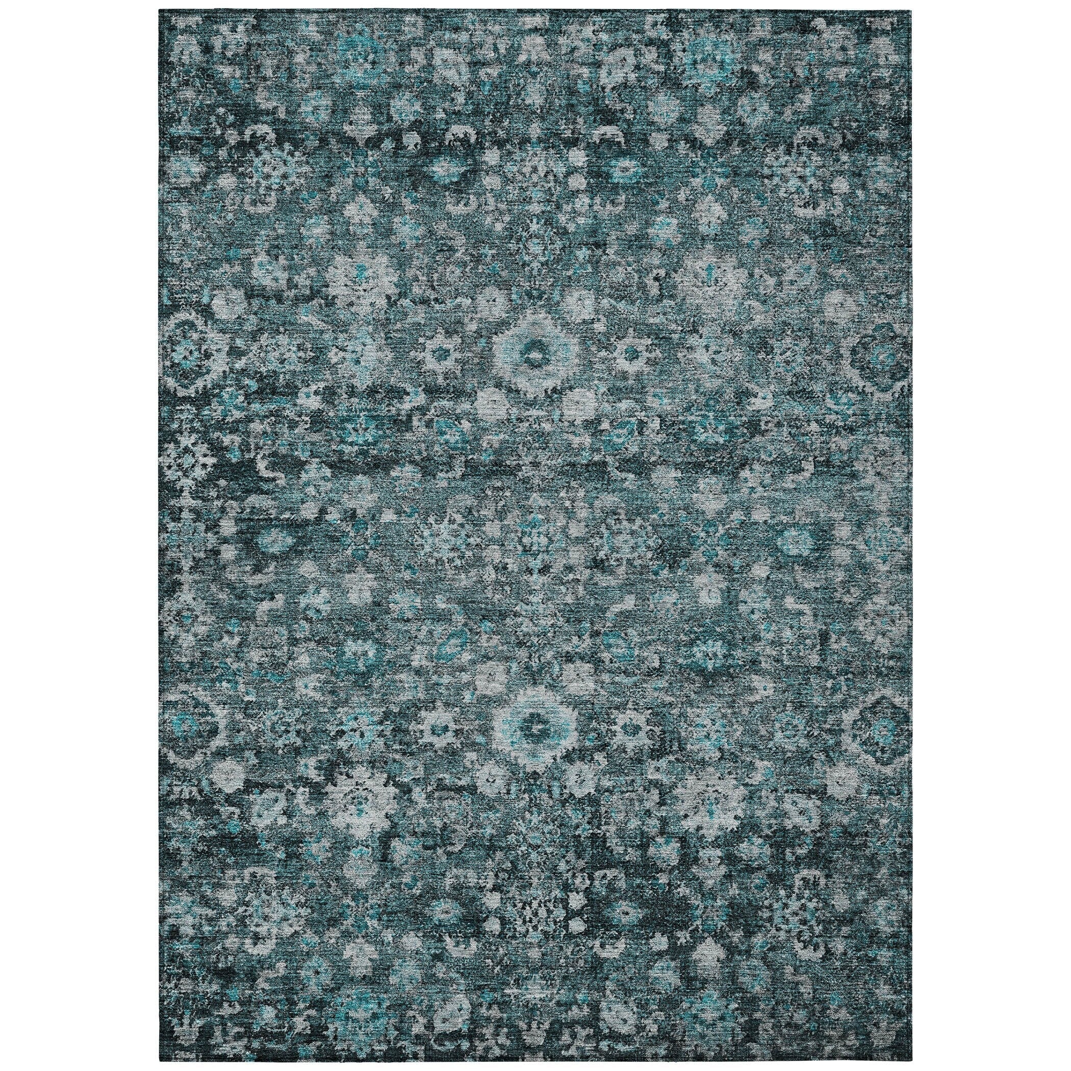 Machine Washable Indoor/ Outdoor Chantille Traditional Vintage Floral Rug