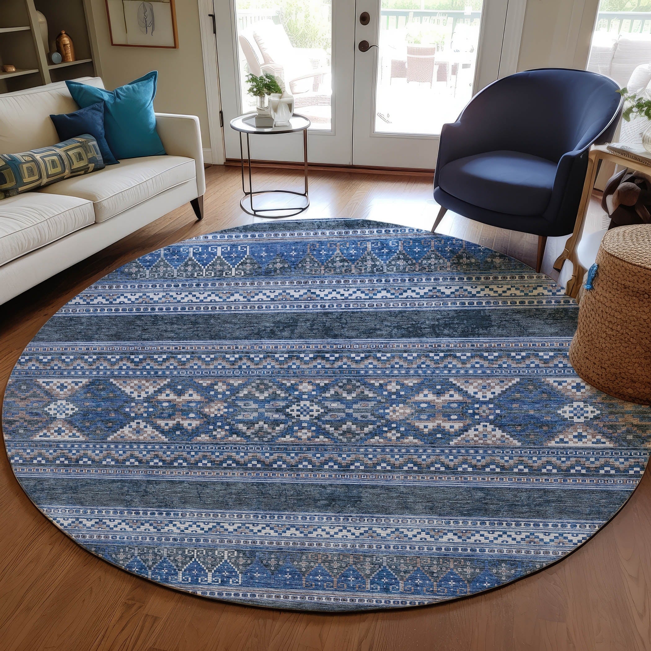 Machine Washable Indoor/ Outdoor Chantille Tribal Boho Rug