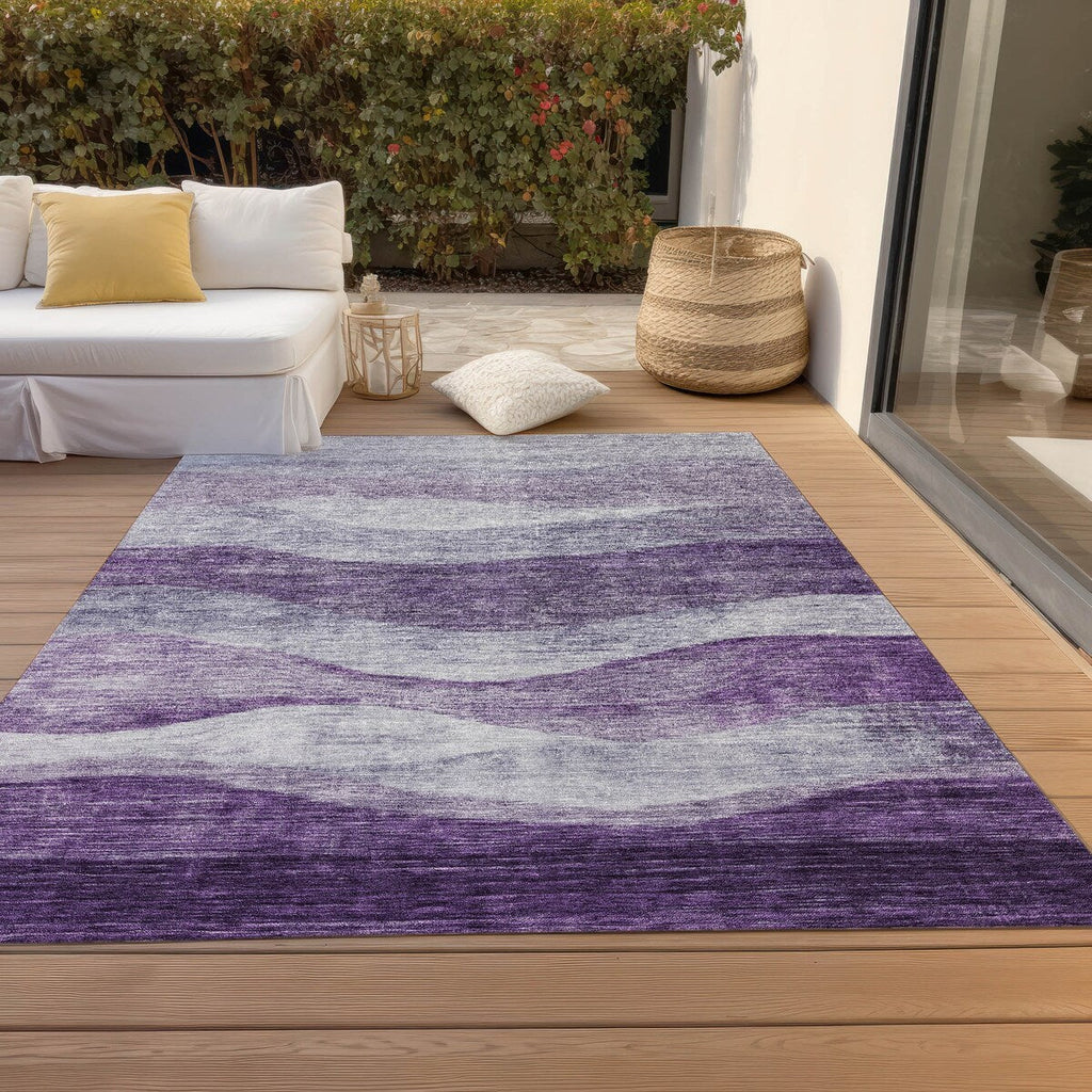 Tapis Chantille contemporain à vagues, lavable en machine, pour intérieur et extérieur