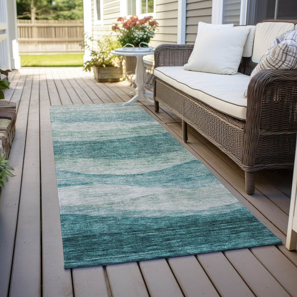 Tapis Chantille contemporain à vagues, lavable en machine, pour intérieur et extérieur