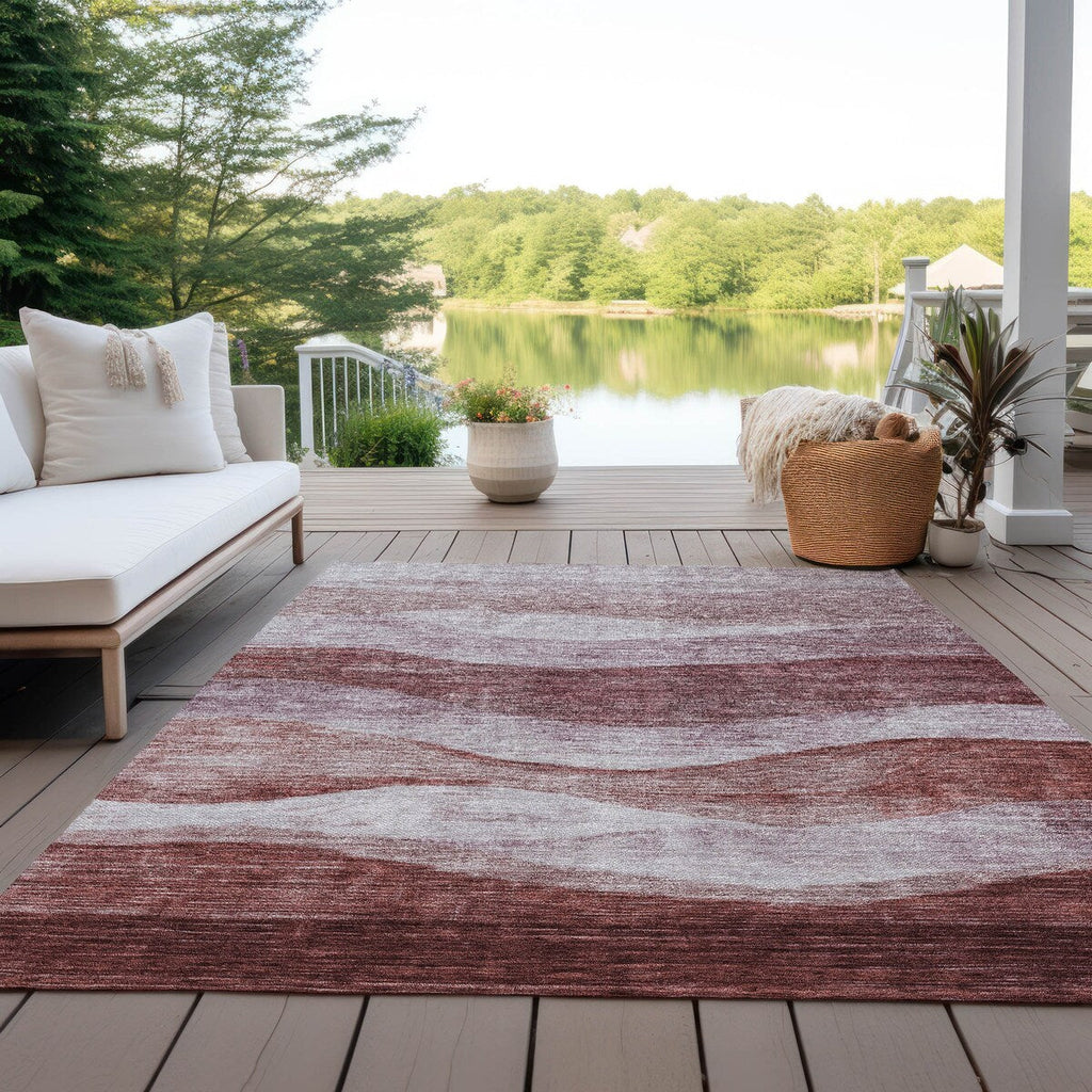 Tapis Chantille contemporain à vagues, lavable en machine, pour intérieur et extérieur