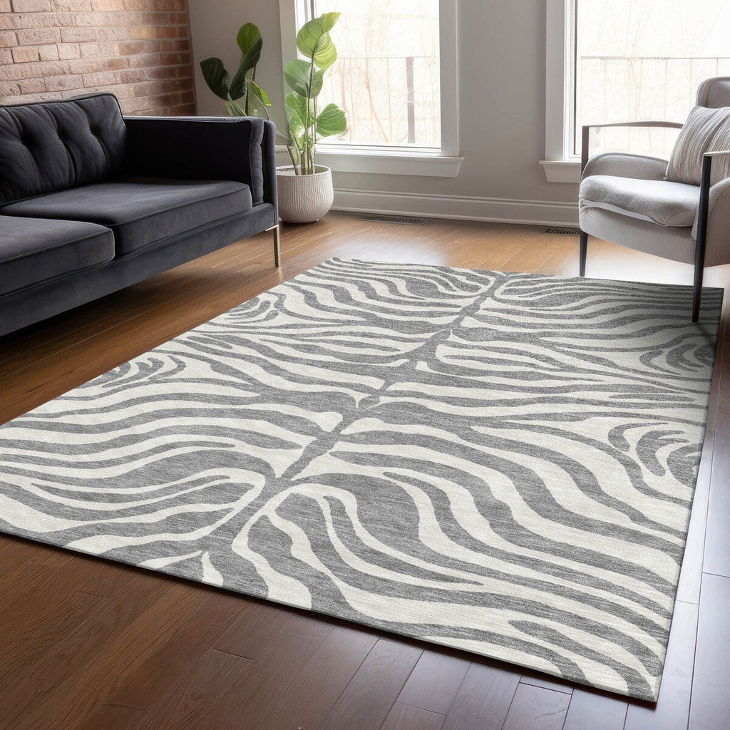 Tapis Chantille moderne à motif animal, lavable en machine, pour intérieur et extérieur