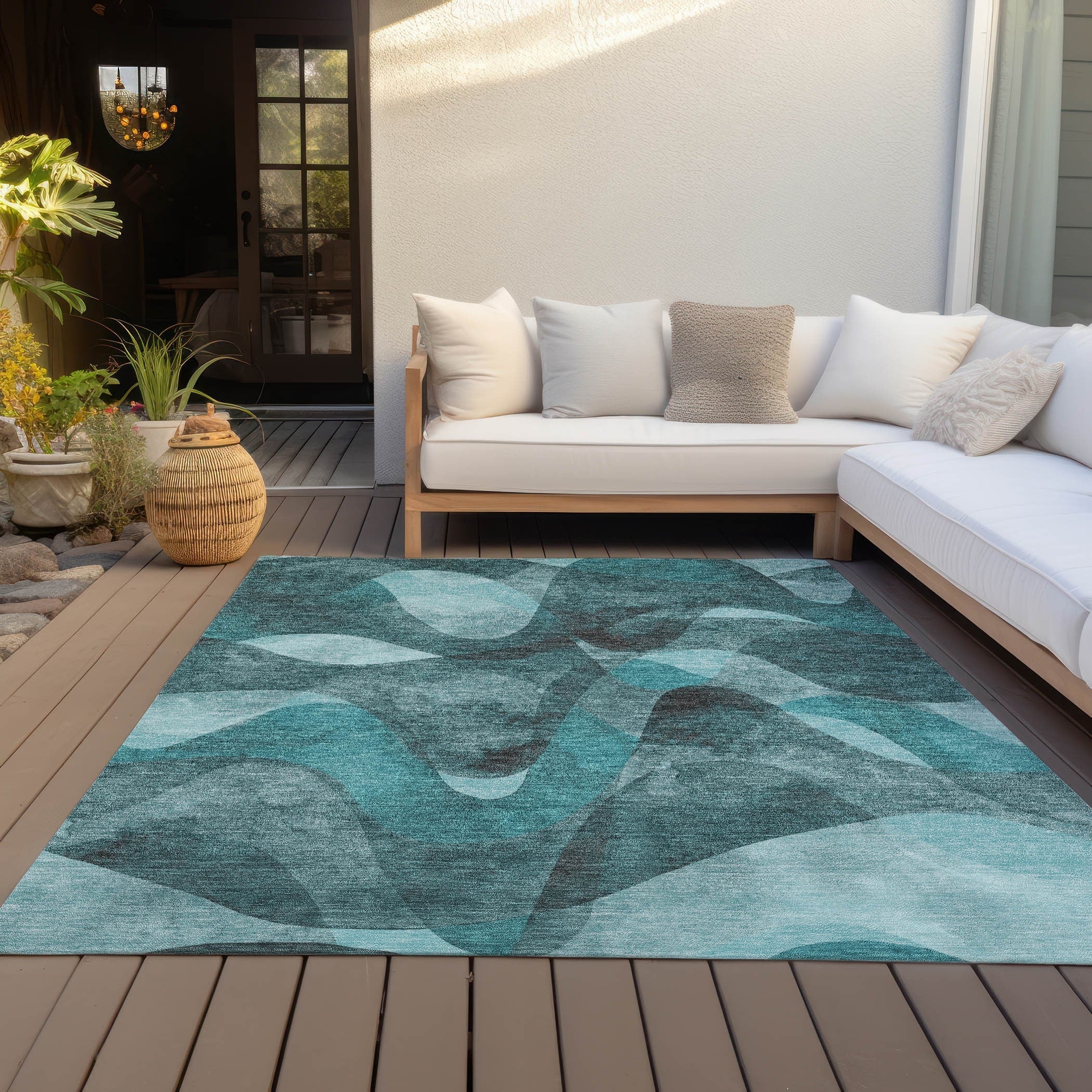 Machine Washable Indoor/ Outdoor Modern Chantille Rug