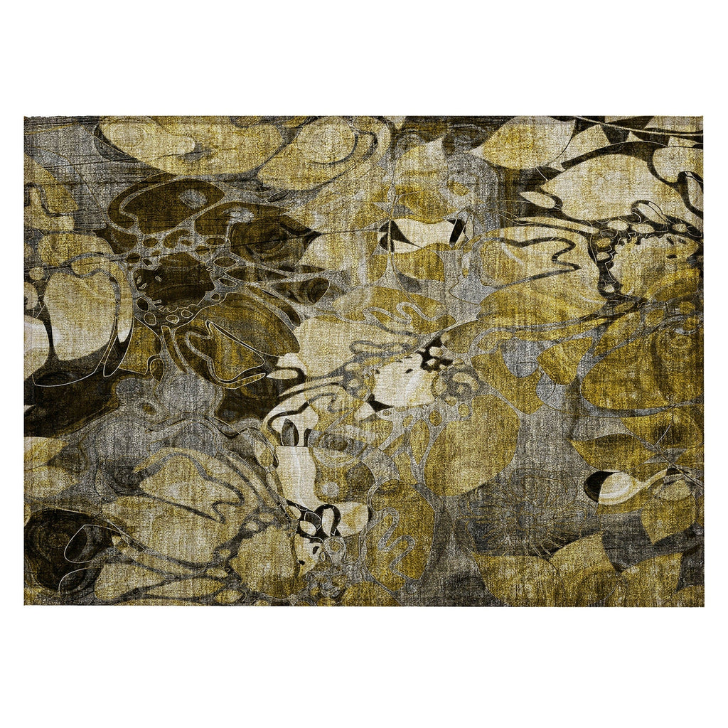 Machine Washable Indoor/ Outdoor Modern Floral Chantille Rug