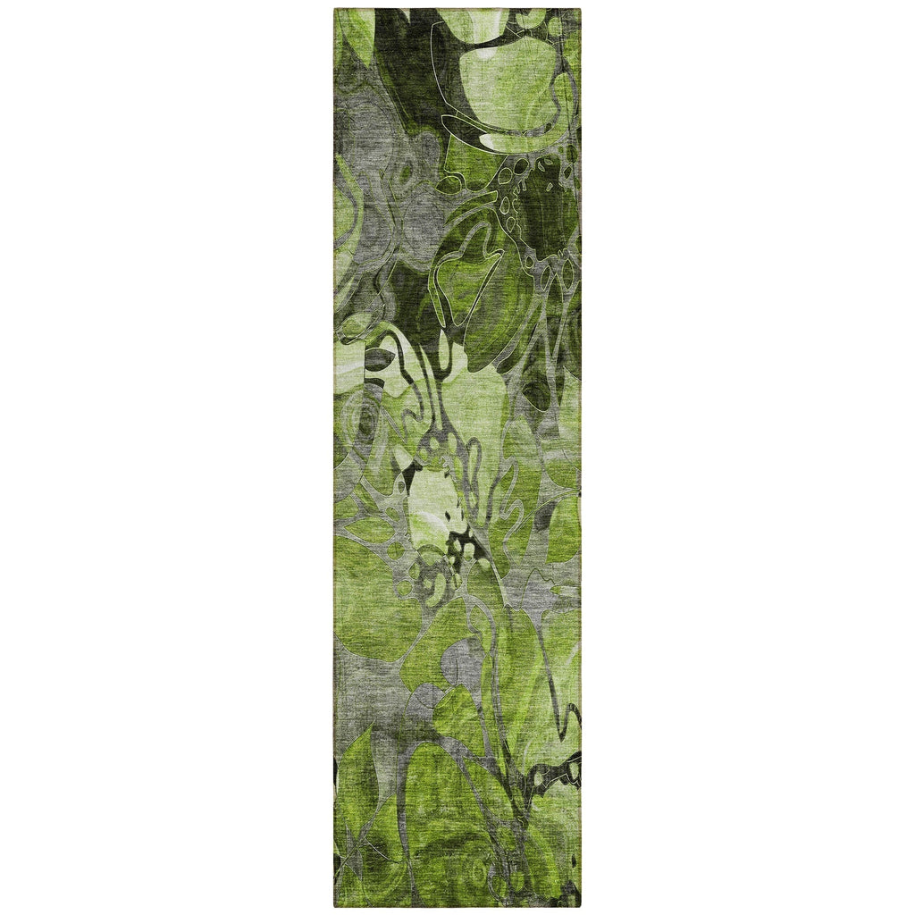Machine Washable Indoor/ Outdoor Modern Floral Chantille Rug