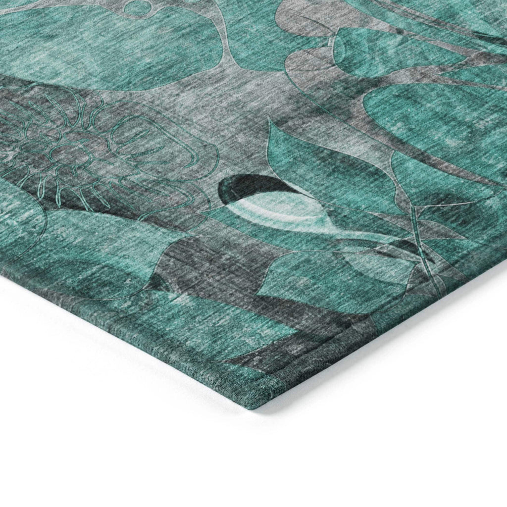 Machine Washable Indoor/ Outdoor Modern Floral Chantille Rug