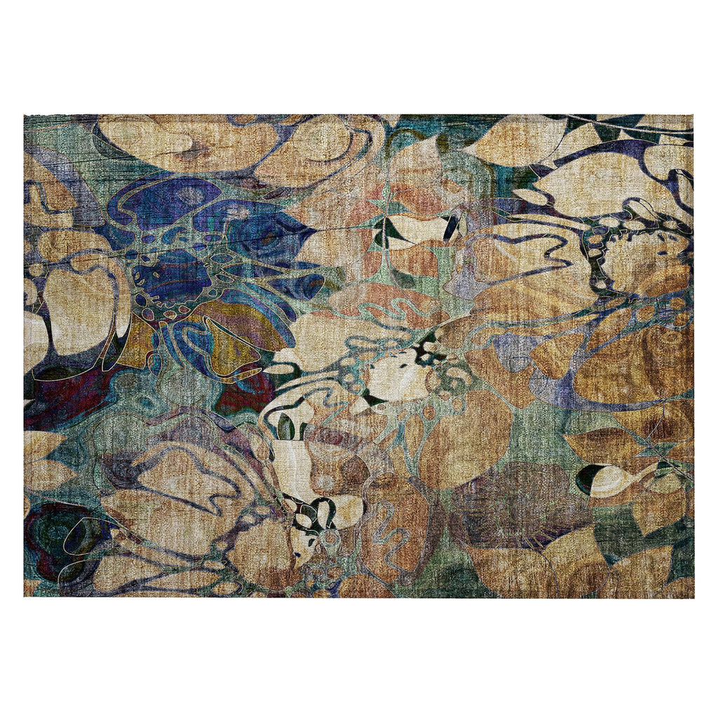 Machine Washable Indoor/ Outdoor Modern Floral Chantille Rug