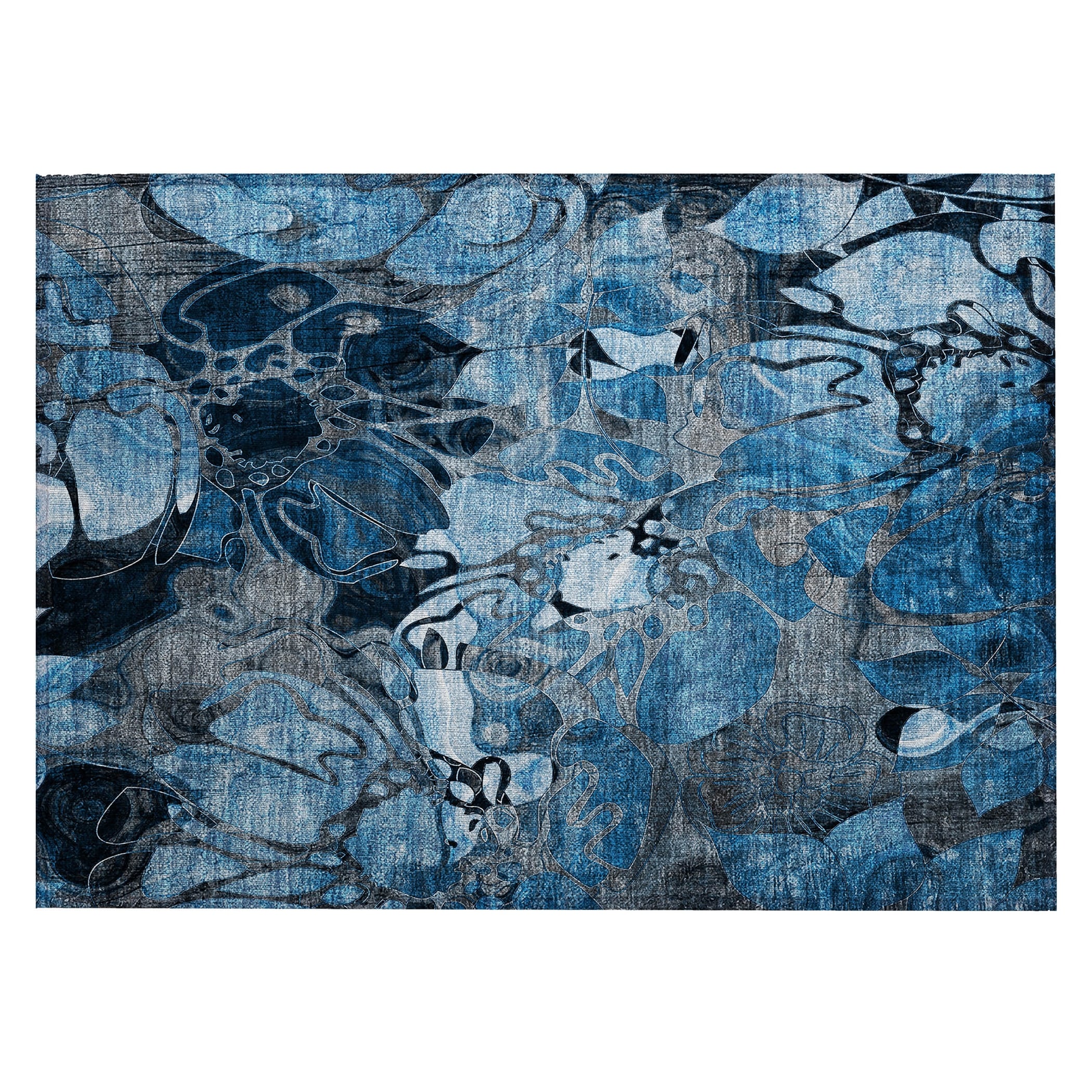 Machine Washable Indoor/ Outdoor Modern Floral Chantille Rug