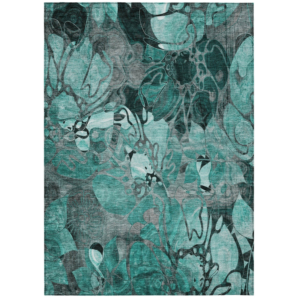 Machine Washable Indoor/ Outdoor Modern Floral Chantille Rug