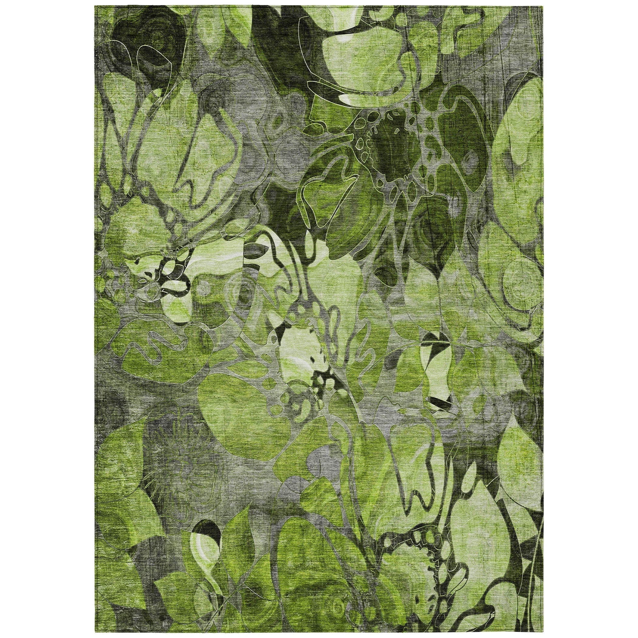 Machine Washable Indoor/ Outdoor Modern Floral Chantille Rug