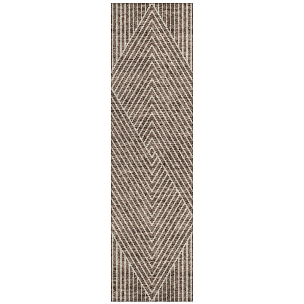 Machine Washable Indoor/ Outdoor Modern Geo Chantille Rug