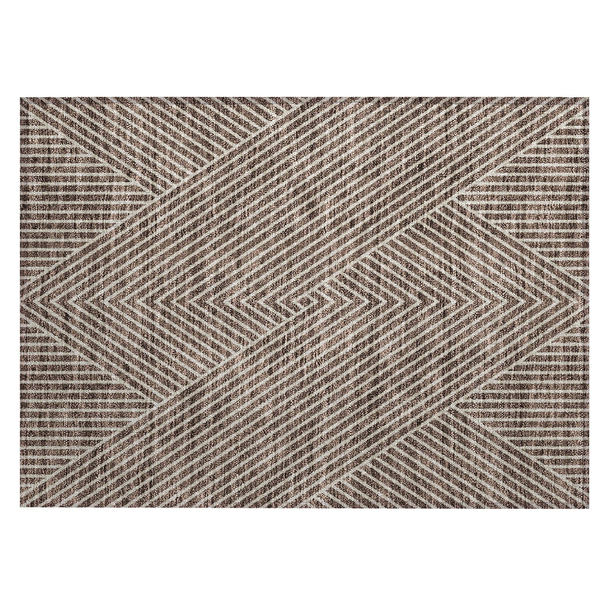 Machine Washable Indoor/ Outdoor Modern Geo Chantille Rug