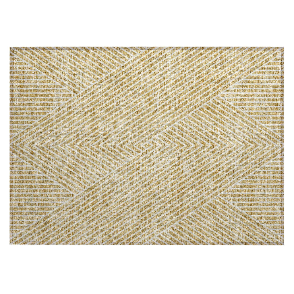 Machine Washable Indoor/ Outdoor Modern Geo Chantille Rug