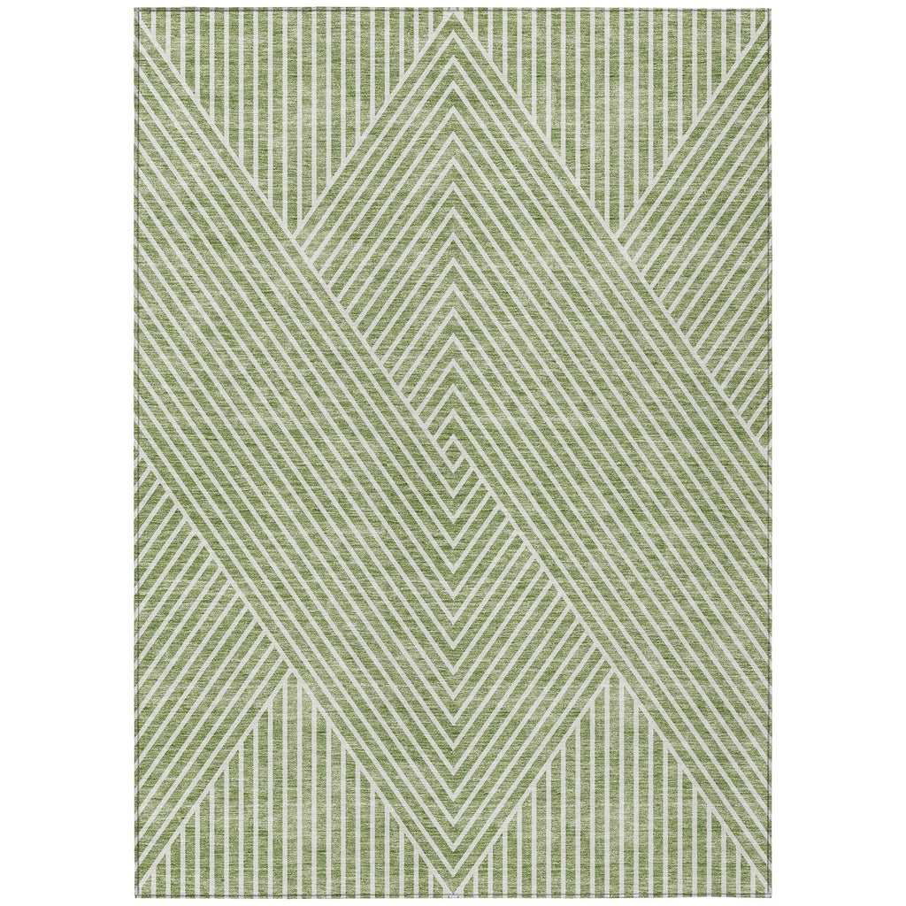 Machine Washable Indoor/ Outdoor Modern Geo Chantille Rug