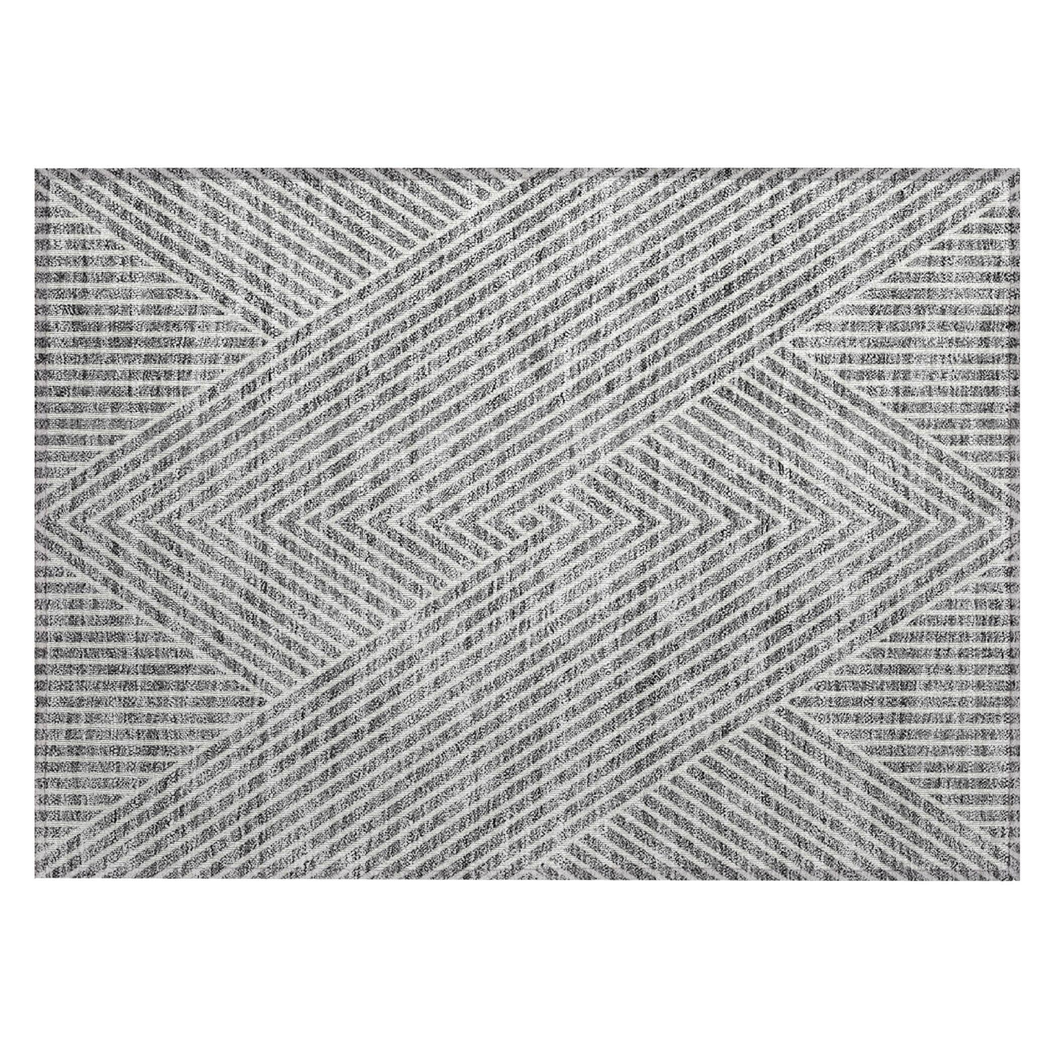 Machine Washable Indoor/ Outdoor Modern Geo Chantille Rug