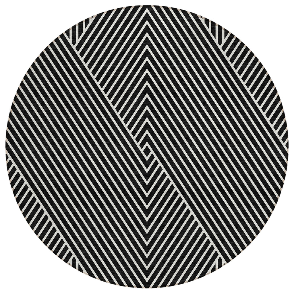 Machine Washable Indoor/ Outdoor Modern Geo Chantille Rug