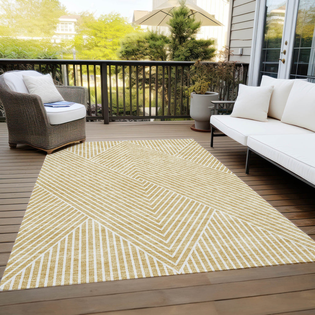 Machine Washable Indoor/ Outdoor Modern Geo Chantille Rug