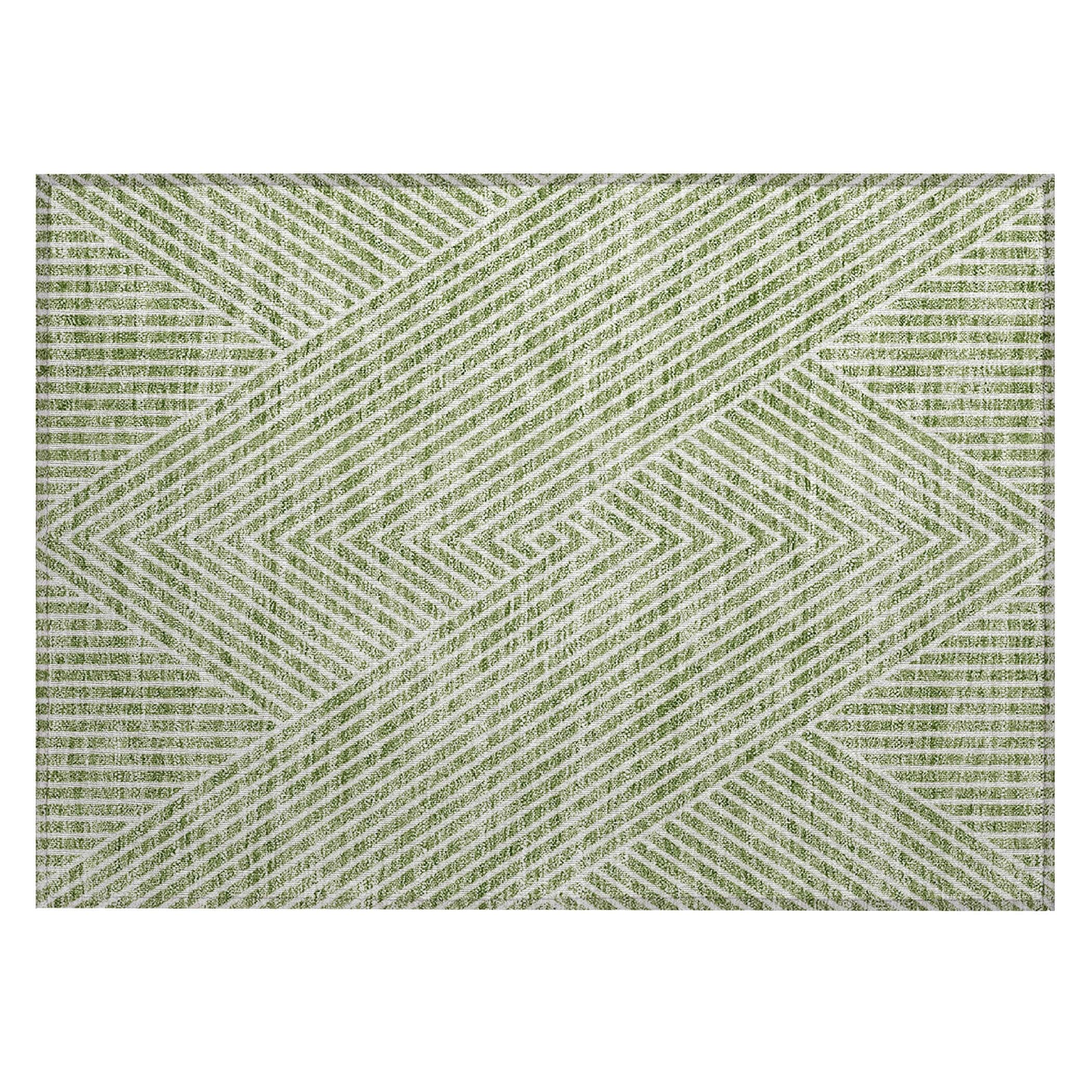 Machine Washable Indoor/ Outdoor Modern Geo Chantille Rug