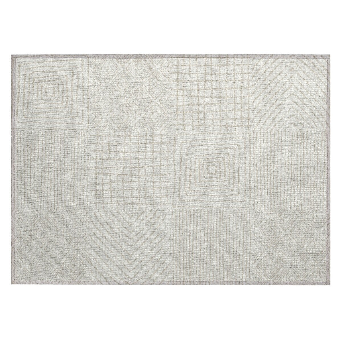 Machine Washable Indoor/ Outdoor Modern Mosaic Chantille Rug