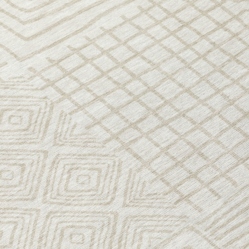 Machine Washable Indoor/ Outdoor Modern Mosaic Chantille Rug