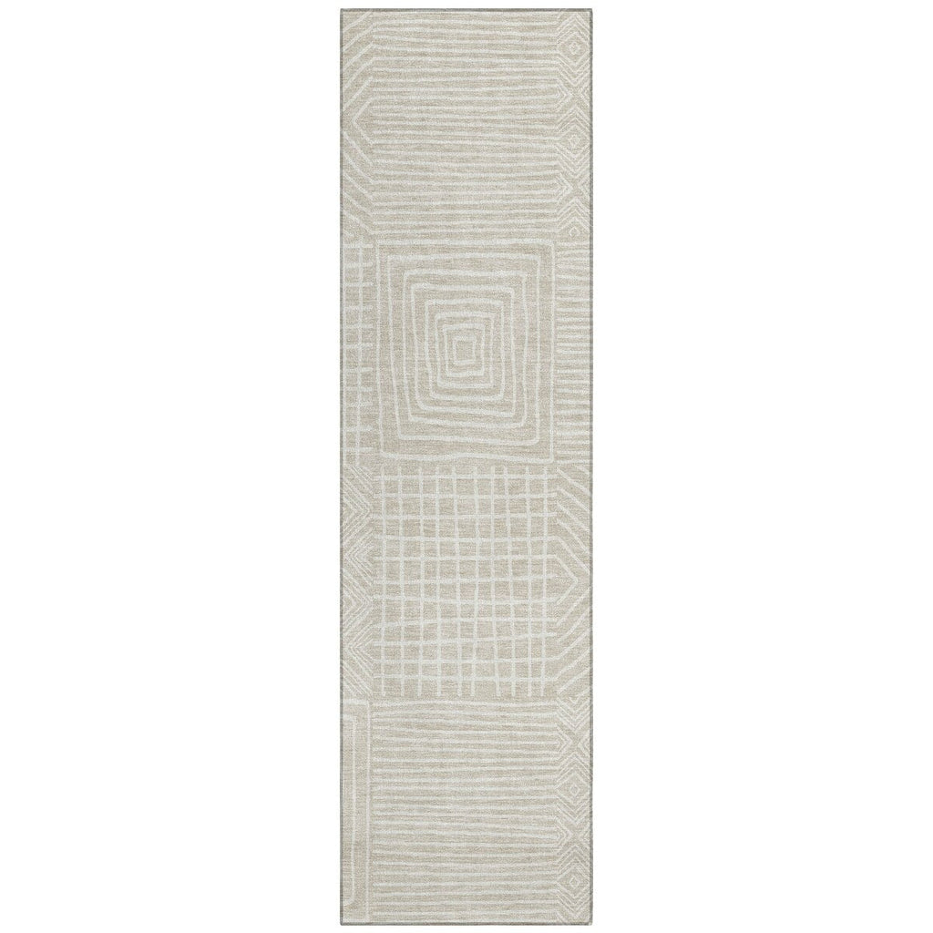 Machine Washable Indoor/ Outdoor Modern Mosaic Chantille Rug