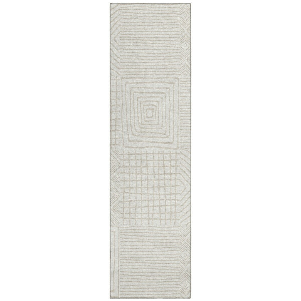 Machine Washable Indoor/ Outdoor Modern Mosaic Chantille Rug