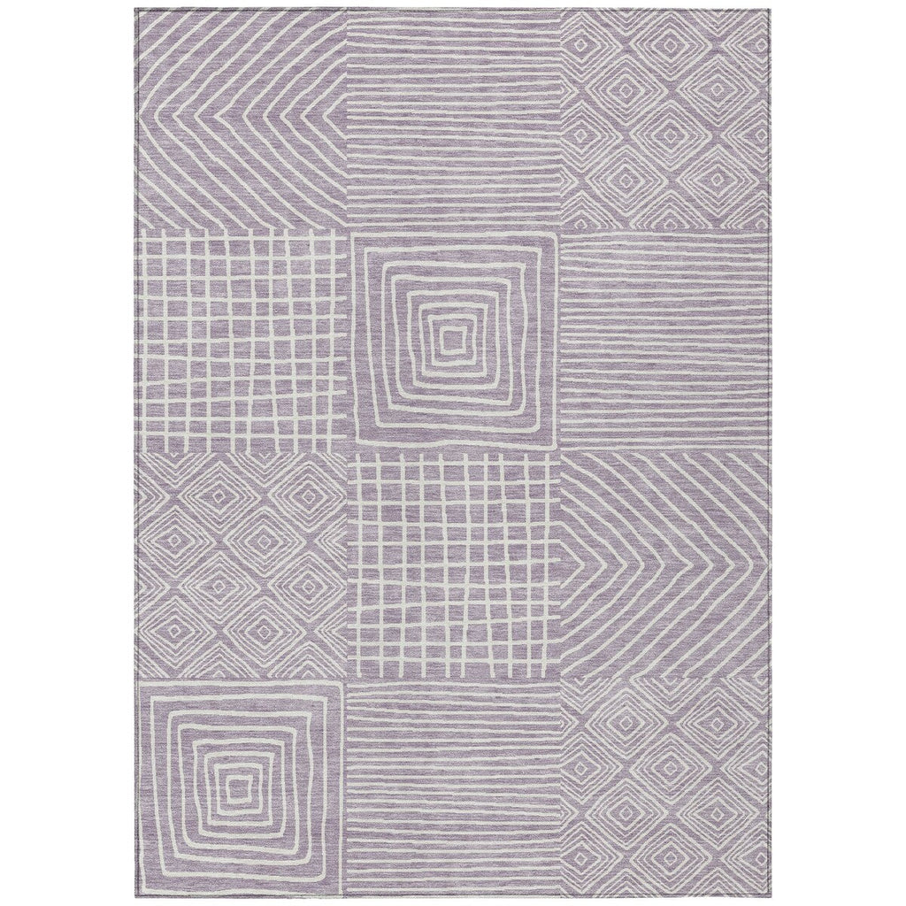 Machine Washable Indoor/ Outdoor Modern Mosaic Chantille Rug
