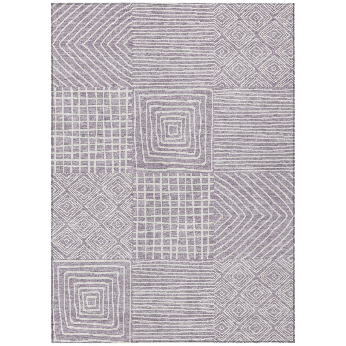 Machine Washable Indoor/ Outdoor Modern Mosaic Chantille Rug