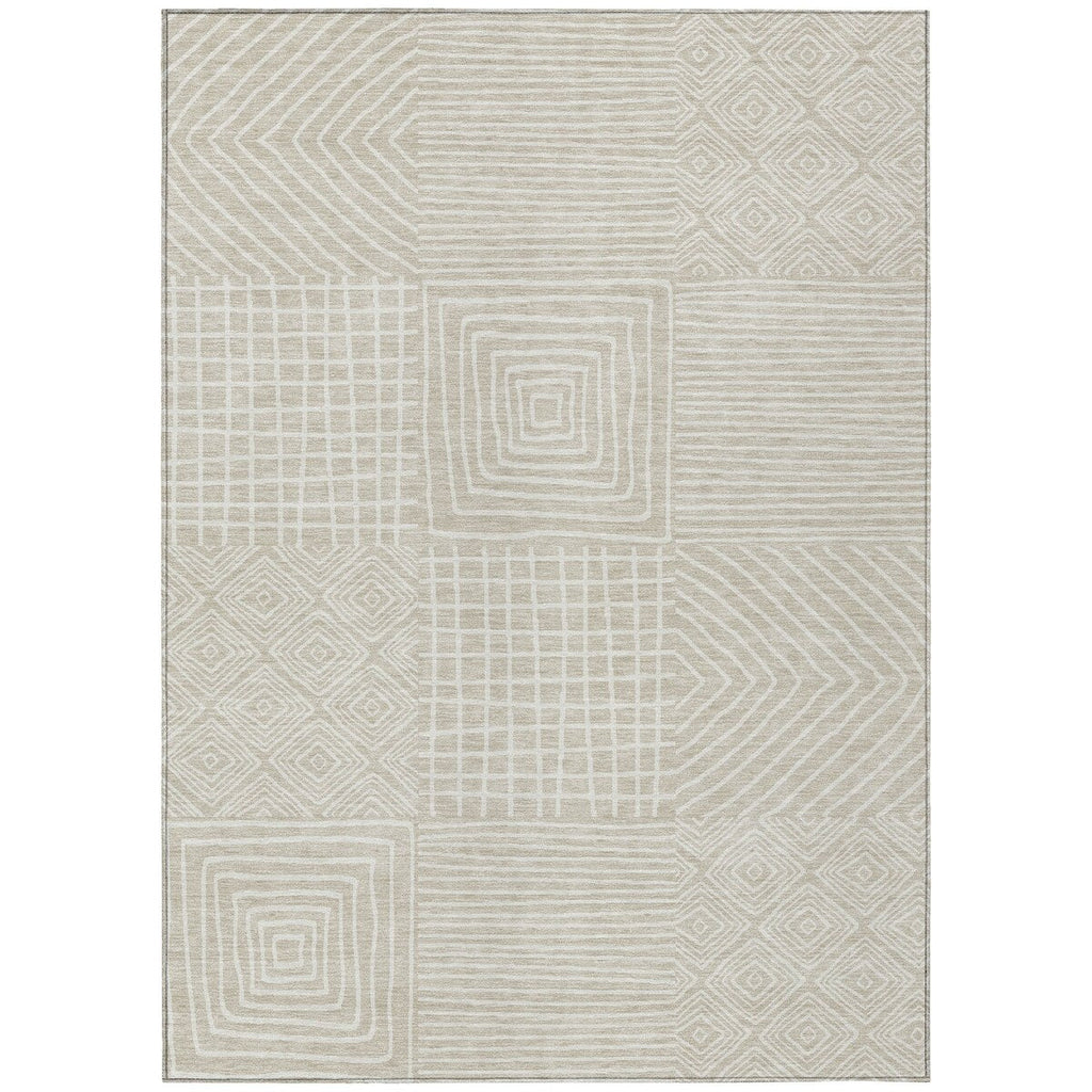 Machine Washable Indoor/ Outdoor Modern Mosaic Chantille Rug
