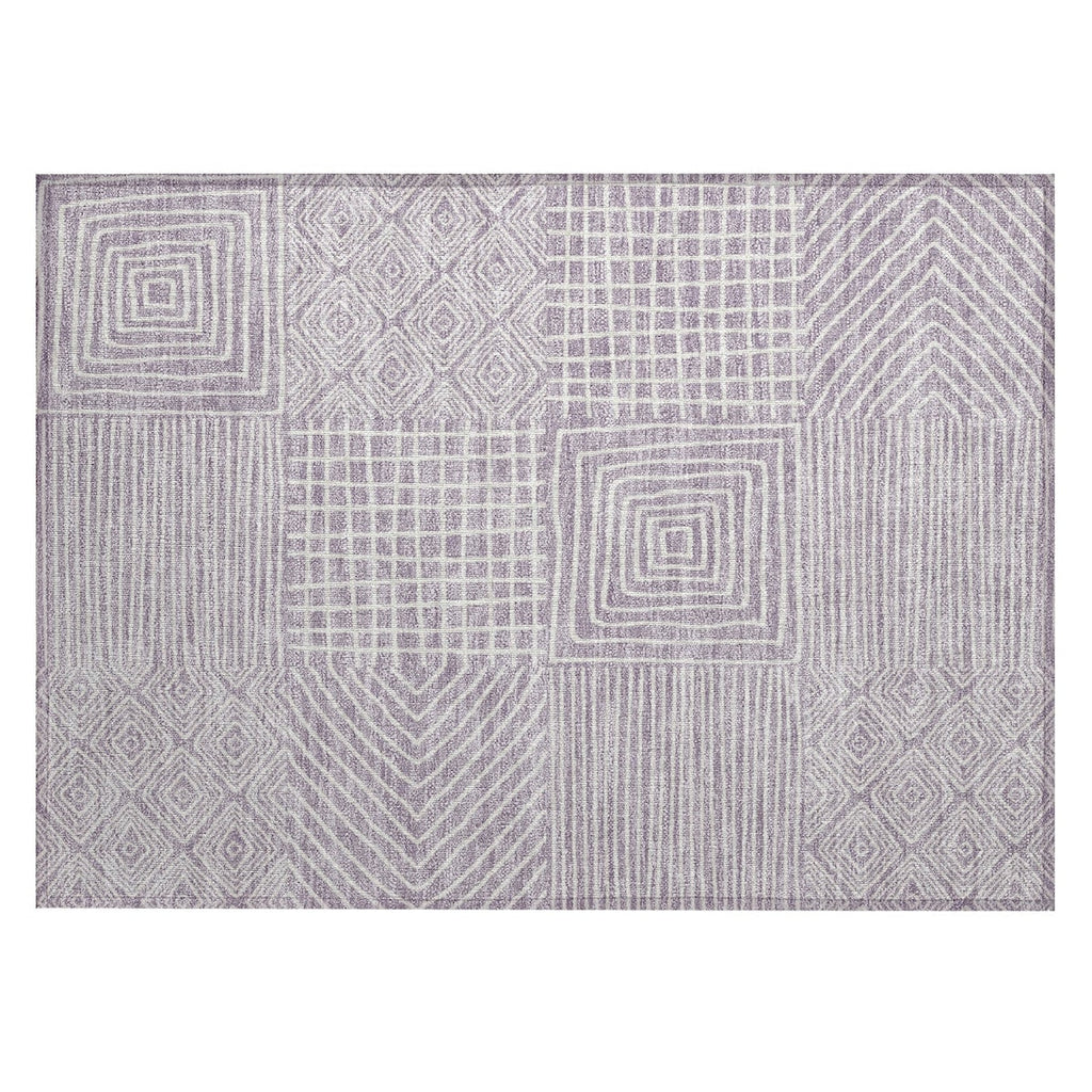 Machine Washable Indoor/ Outdoor Modern Mosaic Chantille Rug