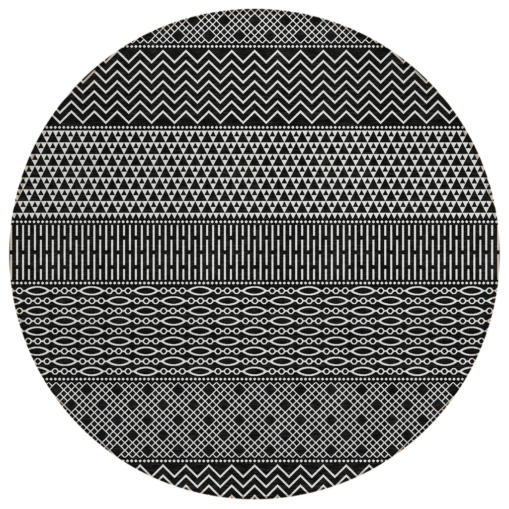 Machine Washable Indoor/ Outdoor Modern Stripes Chantille Rug