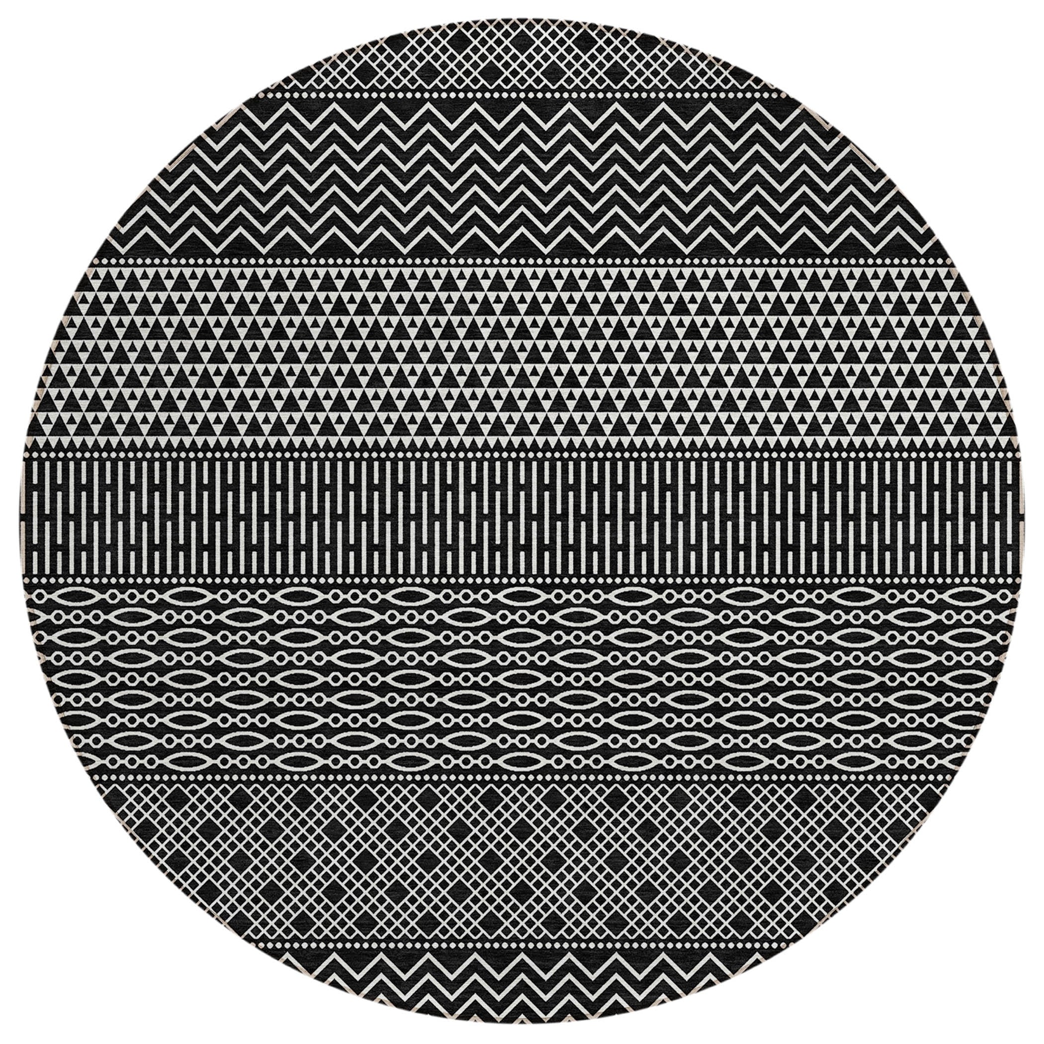 Machine Washable Indoor/ Outdoor Modern Stripes Chantille Rug