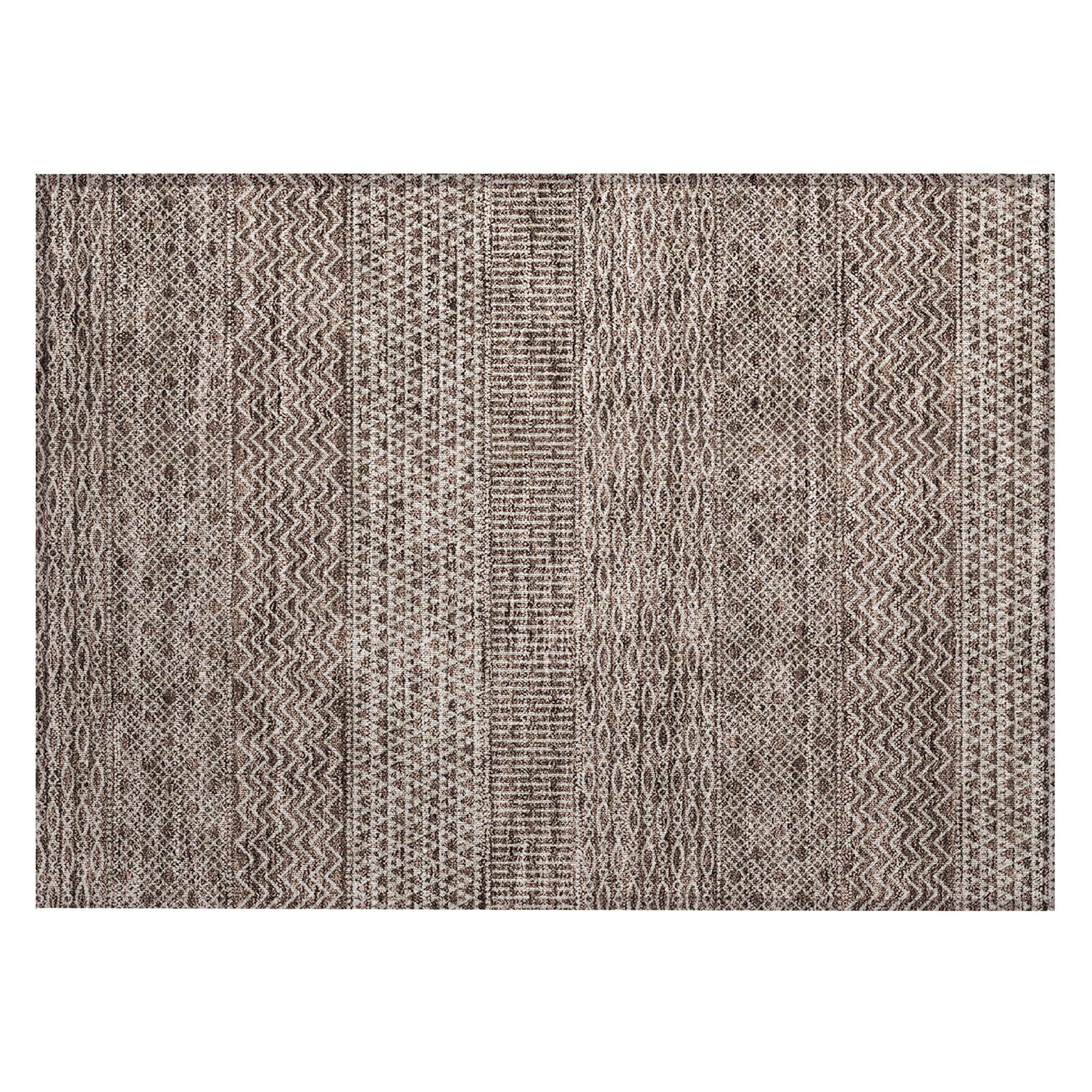 Machine Washable Indoor/ Outdoor Modern Stripes Chantille Rug