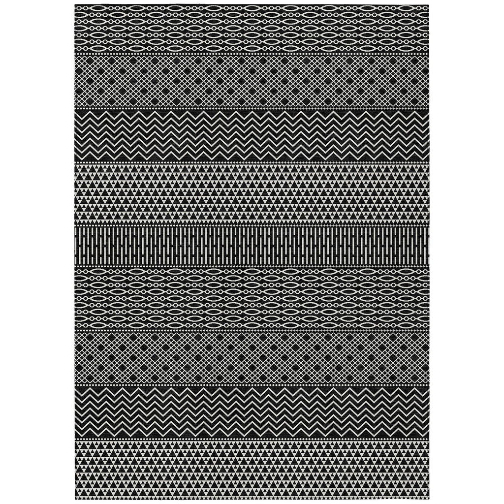 Machine Washable Indoor/ Outdoor Modern Stripes Chantille Rug