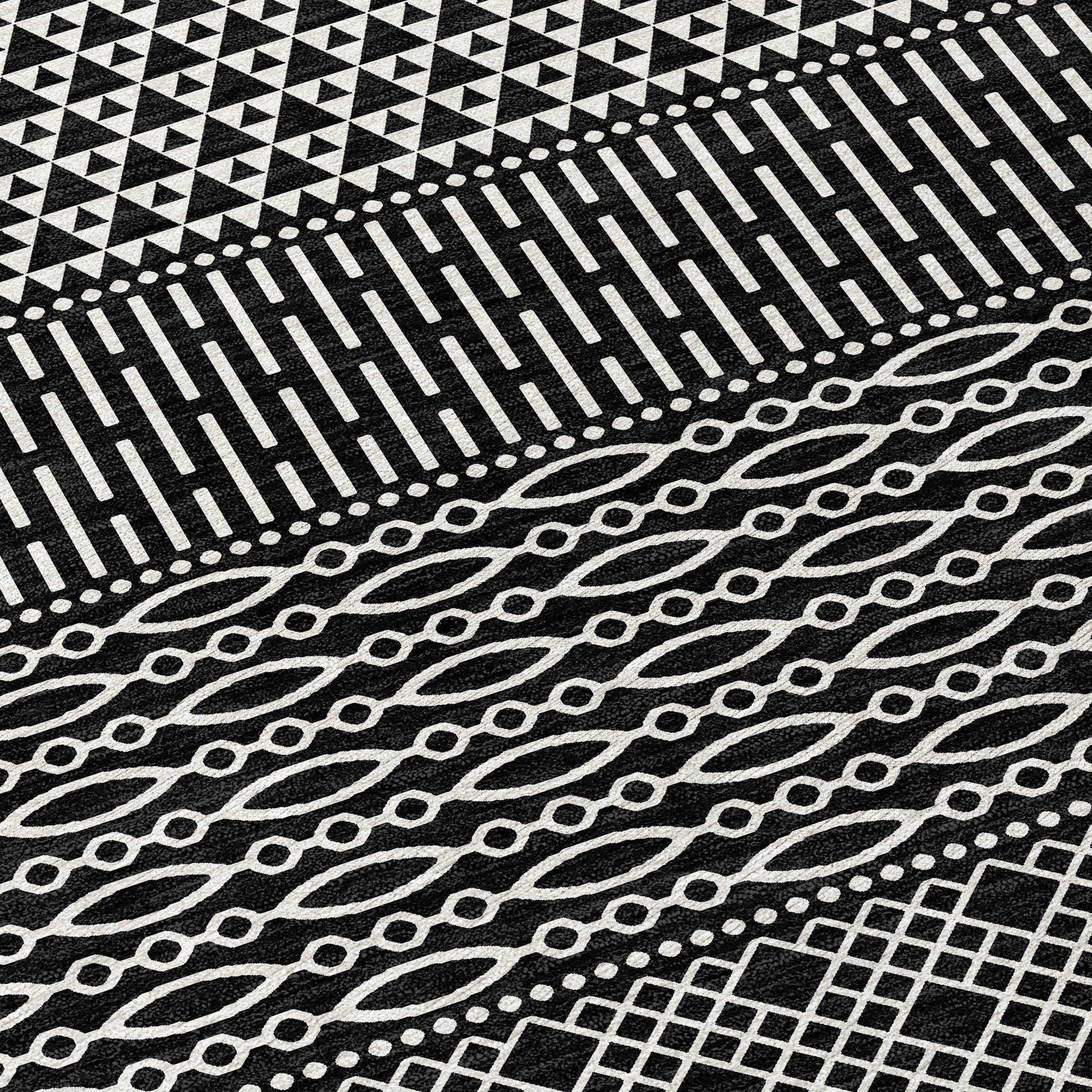 Machine Washable Indoor/ Outdoor Modern Stripes Chantille Rug