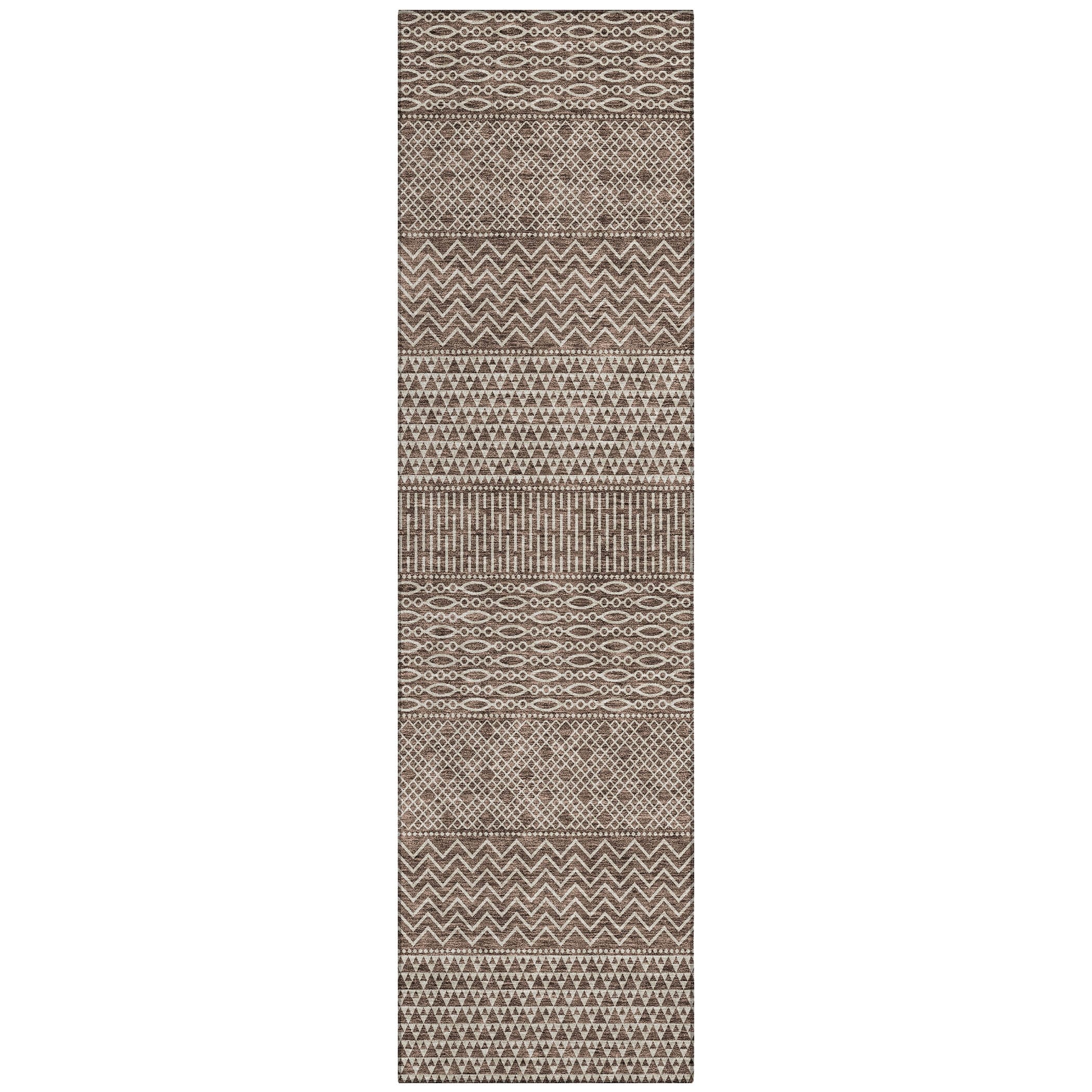 Machine Washable Indoor/ Outdoor Modern Stripes Chantille Rug