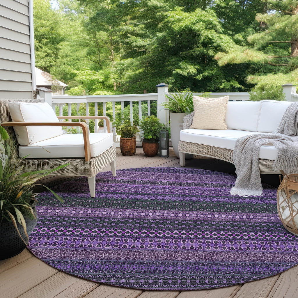 Machine Washable Indoor/ Outdoor Moroccan Stripes Chantille Rug