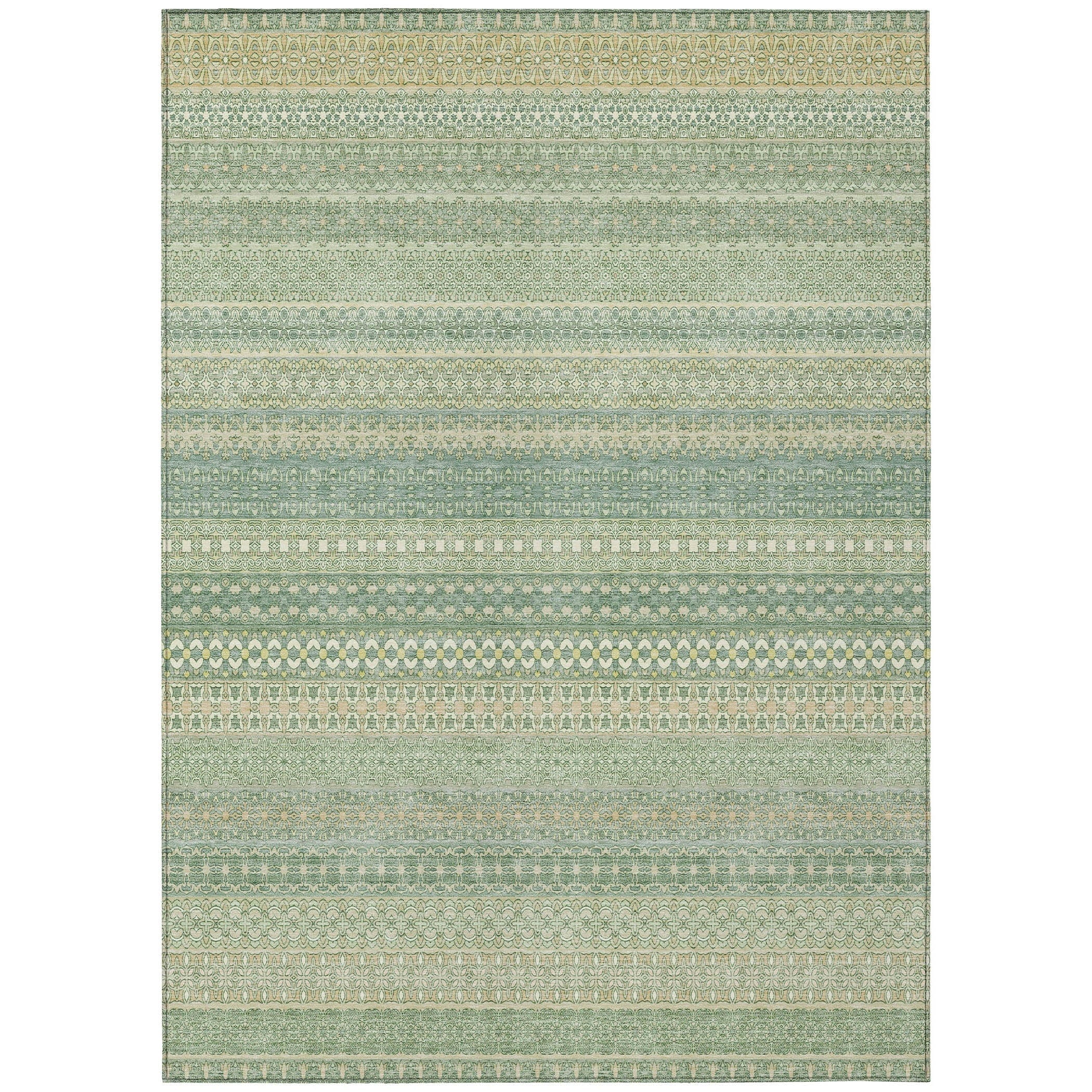 Machine Washable Indoor/ Outdoor Moroccan Stripes Chantille Rug