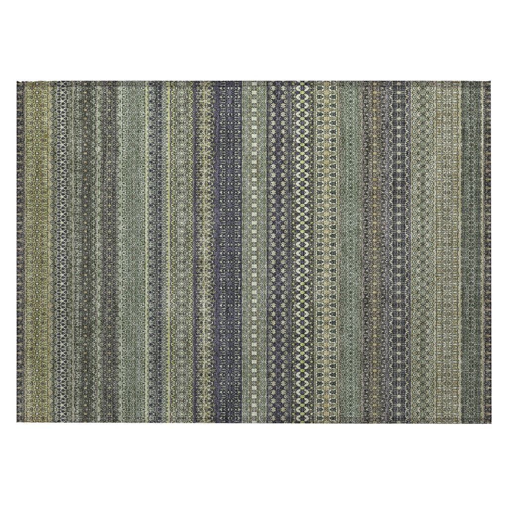Machine Washable Indoor/ Outdoor Moroccan Stripes Chantille Rug