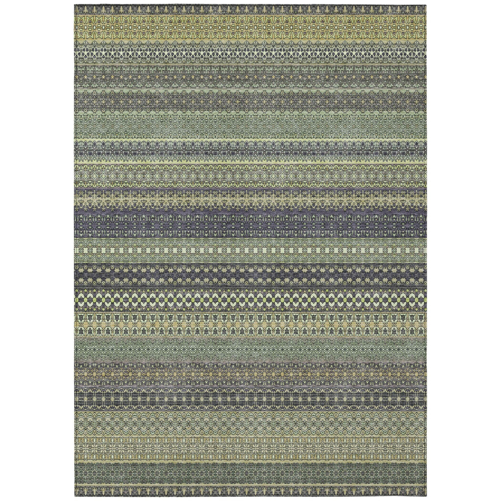 Machine Washable Indoor/ Outdoor Moroccan Stripes Chantille Rug