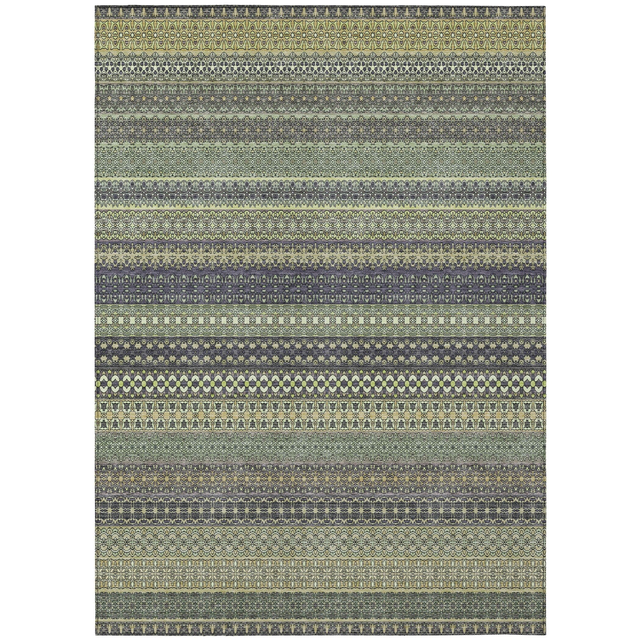 Machine Washable Indoor/ Outdoor Moroccan Stripes Chantille Rug