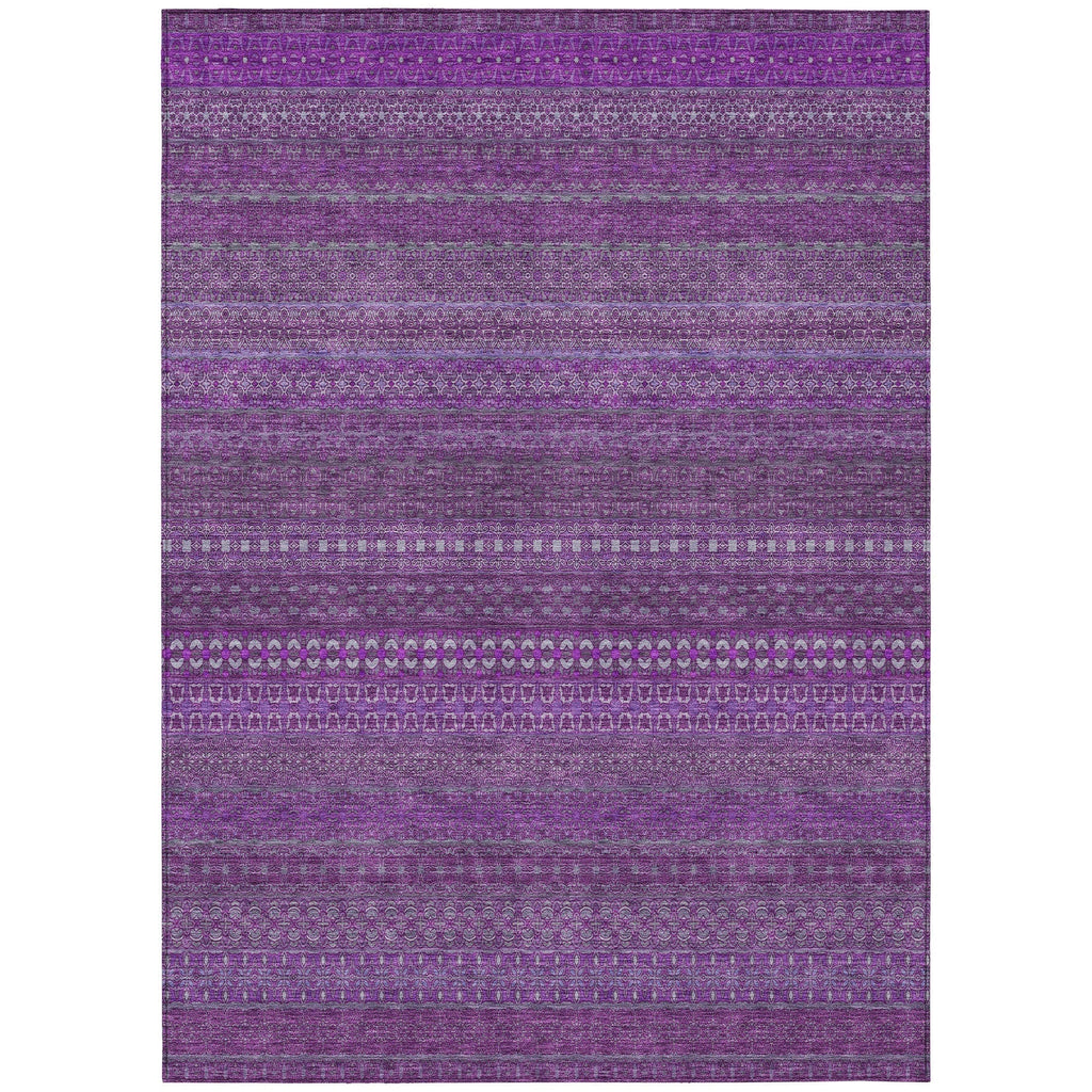 Machine Washable Indoor/ Outdoor Moroccan Stripes Chantille Rug
