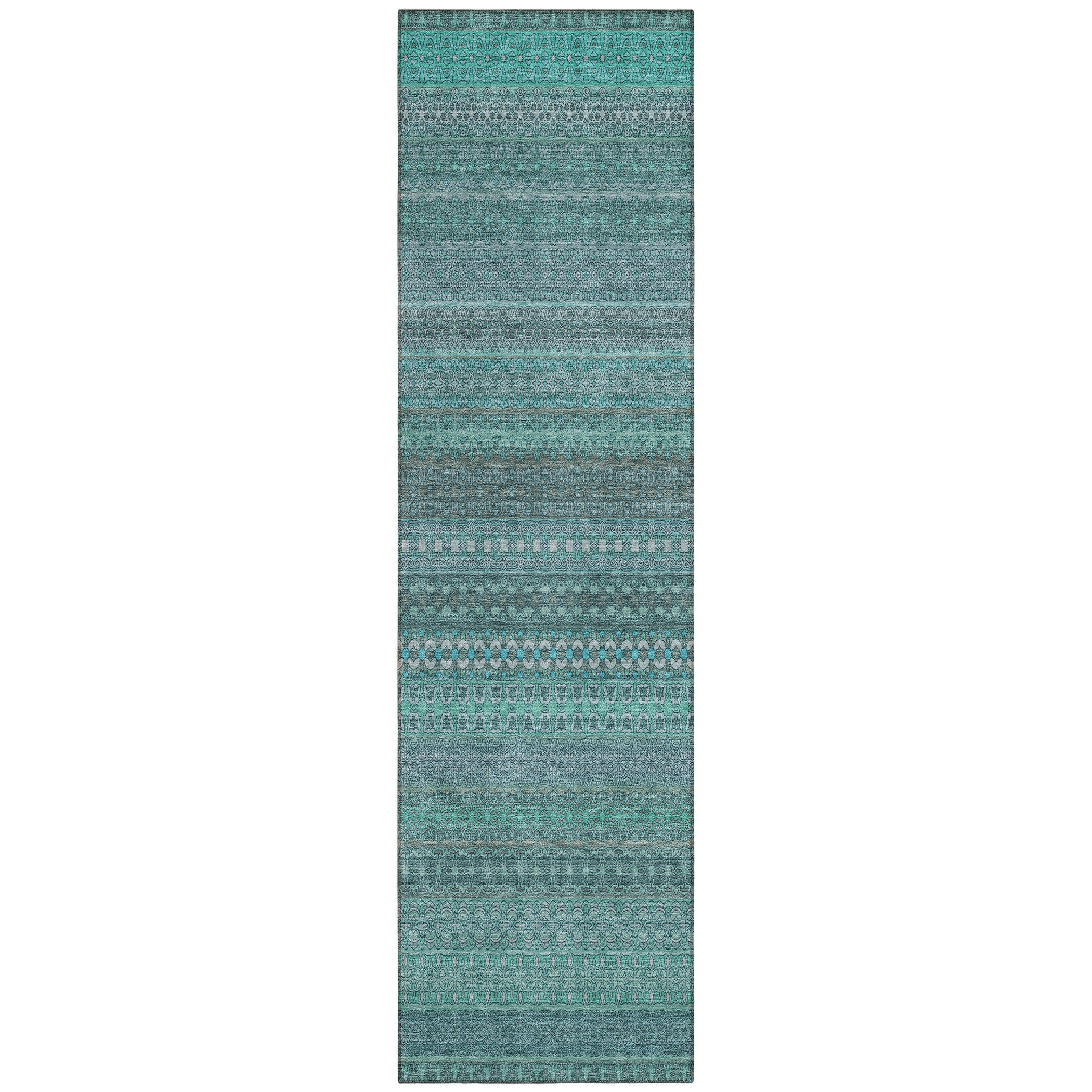 Machine Washable Indoor/ Outdoor Moroccan Stripes Chantille Rug