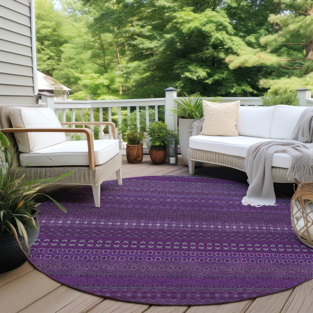 Machine Washable Indoor/ Outdoor Moroccan Stripes Chantille Rug