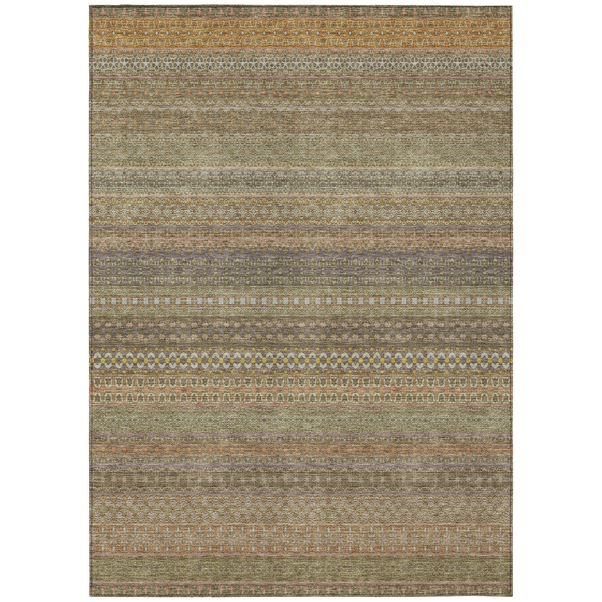 Machine Washable Indoor/ Outdoor Moroccan Stripes Chantille Rug